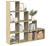 Libreria 4 Ripiani Rovere Sonoma 131. 5x29x131. 5 cm Truciolato, 10 Cubby Bookshelf with Wall Mount, Modern Room Divider for Living Room Bedroom Office, Sturdy Particle Board Shelf, Easy Assembly