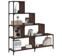 Libreria 4Gradini Rovere Marrone 139x33,5x149 Legno Multistrato - Modern Bookshelf with 4 Steps, Space Saving Design, Sturdy Steel Frame for Living Room, Bedroom, Office Storage and Display