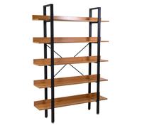 Libreria 5 ripiani 120x28xh171 cm in Metallo e Legno Achille Naturale