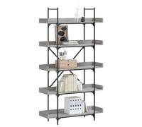 Libreria 5 Ripiani Grigio Sonoma 100x33x180,5 cm, Scaffale Libri Moderno, Libreria in Legno Multistrato e Metallo, Ideale per Soggiorno Ufficio, Stabile e Resistente con Ripiani Spaziosi