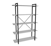 Libreria 5 Ripiani Scaffale Ferro Legno Stile Industrial 120x34x180 Jonah Bianco