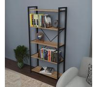 Libreria 5 Ripiani Scaffale Ferro Legno Stile Industrial 88x34x180 Derek Rovere