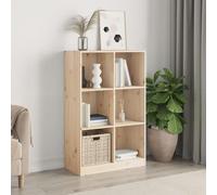 Libreria 70 x 33 x 110 cm, legno di pino massiccio, con 6 scomparti, stabile supporto per libri, decorazioni e riviste, aspetto naturale
