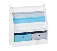 Libreria a 3 livelli in truciolato e tessuto bianco Tumby