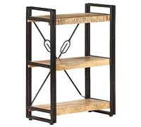 Libreria a 3 ripiani, 60 x 30 x 80 cm, in legno di mango massello, scaffalature, librerie e mensole