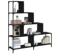 Libreria a 4 Gradini Nera 139x33,5x149 cm in Legno Multistrato, Scaffale Moderno per Soggiorno e Camera, Libreria Verticale Salvaspazio con Ampia Capacità, Design Robusto in Acciaio e Legno