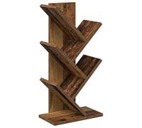 Libreria a 4 ripiani, 30 x 18 x 60 cm, in legno anticato | Diversi livelli aperti, design a forma di albero, salvaspazio, legno anticato, facile da pulire