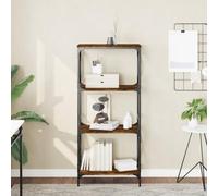 Libreria a 4 Ripiani in Legno Multistrato Rovere Fumo 59x35x132 cm, Scaffale Libri Moderno con Struttura Metallica, Ideale per Soggiorno e Camera da Letto, Ampio Spazio e Piedini Regolabili