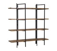 Libreria a 4 Ripiani in Legno Scuro con Struttura in Metallo Nero Compton