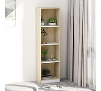 Libreria a 4 Ripiani Moderna in Legno Multistrato Bianco e Sonoma 40x24x142cm, Scaffale Alto con 4 Ripiani Spaziosi per Libri, Decorazioni Casa, Design Elegante e Minimalista, Facile da Montare