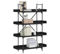 Libreria a 4 Ripiani Nera in Legno Multistrato 100x33x145,5 cm - Libreria Moderna per Soggiorno e Ufficio, Scaffale Libri con Piedini Regolabili e Design Industriale, Ampia Capacità di Archiviazione