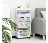 Libreria a 5 livelli, portariviste, carrello mobile da scrivania,Arancia | Grande capacità, con ripiani in plastica removibili e ruote con serratura, per soggiorno, camera da letto, ufficio, scuola