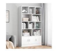 Libreria A 5 Ripiani, DIY Scaffale Portaoggetti Cucina, Organizzatore Per Studio Ufficio Con 2 Ante, Scaffale Espositivo Aperto Autoportante, Divisorio Per Stanza, Versatilità(Bianco,100*24*180cm)