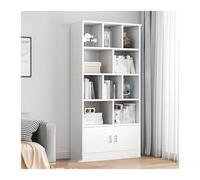 Libreria A 5 Ripiani, DIY Scaffale Portaoggetti Cucina, Organizzatore Per Studio Ufficio Con 2 Ante, Scaffale Espositivo Aperto Autoportante, Divisorio Per Stanza, Versatilità(Bianco,60 * 24 * 180cm)