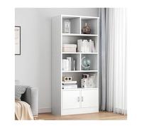 Libreria A 5 Ripiani, DIY Scaffale Portaoggetti Cucina, Organizzatore Per Studio Ufficio Con 2 Ante, Scaffale Espositivo Aperto Autoportante, Divisorio Per Stanza, Versatilità(Bianco,80 * 24 * 180cm)