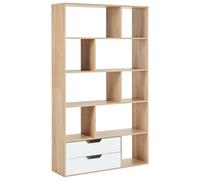 Libreria a 5 ripiani in legno chiaro con 2 cassetti bianco Wadena