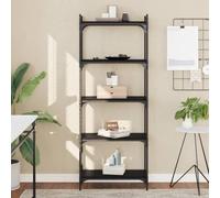 Libreria a 5 Ripiani Nera 60x30x154 cm in Legno Multistrato e Metallo, Scaffale per Libri Moderno con Piedini Regolabili, Ideale per Soggiorno Ufficio, Design Industriale Resistente e Stabile