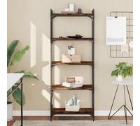 Libreria a 5 Ripiani Rovere Fumo 60x30x154 cm, Scaffale Libri Moderno per Soggiorno e Ufficio, Legno Multistrato Resistente con Struttura in Metallo, Libreria Alta con Ampio Libri e Decorazioni