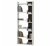 Libreria a 6 Ripiani Bianco e Antracite Scaffalatura Verticale 60.5x22x162.5 cm