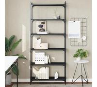 Libreria a 6 Ripiani Nera 80x30x188 cm in Legno Multistrato, Scaffale Libri Moderno con Struttura in Metallo, Ideale per Soggiorno o Ufficio, Robusto e Facile da Pulire, Design Industriale Elegante