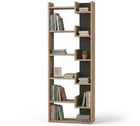 Libreria a 6 Ripiani Quercia e Antracite Scaffalatura Verticale 60.5x22x162.5 cm