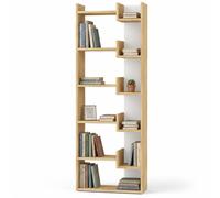 Libreria a 6 Ripiani Quercia e Bianco Scaffalatura Verticale 60.5x22x162.5 cm