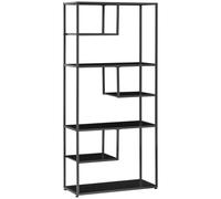 Libreria a 7 Livelli 83x34x180 cm in Truciolato e Acciaio Nero