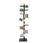 Libreria A 9 Ripiani Con Dorso Girevole - Torre Per Libri Verticale In Metallo A 360°, Libreria Angolare Autoportante Da Pavimento Per Soggiorno, Camera Da Letto O Ufficio Black One Size