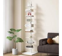 Libreria A 9 Ripiani Con Struttura Metallica - Libreria A Colonna, Libreria Alta E Stretta A Scala, Torre Di Libri Verticale, Libreria Angolare Per Piccoli Spazi, Scaffale Multiuso Per Libri