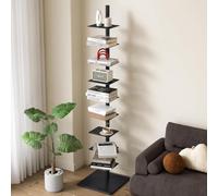 Libreria A 9 Ripiani Con Struttura Metallica - Libreria A Colonna, Libreria Alta E Stretta A Scala, Torre Di Libri Verticale, Libreria Angolare Per Piccoli Spazi, Scaffale Multiuso Per Libri