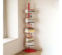 Libreria A 9 Ripiani Con Struttura Metallica, Torre Per Libri Verticale, Libreria A Scala Alta E Stretta Girevole, Libreria Angolare Multiuso Per Casa O Ufficio, Bar, Ingombro Ridotto Red One
