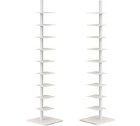 Libreria a 9 ripiani in metallo con dorso stretto, tre lati, rotazione libera, torre verticale per piccoli spazi, libreria a scala alta e stretta (bianco, 40,1 x 40,1 x 69 cm)