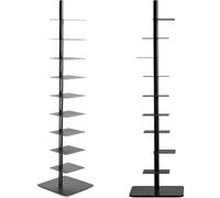 Libreria a 9 ripiani in metallo per piccoli spazi, regolabile, a tre lati, verticale, con scala a torre (nero, 40,1 x 40,1 x 175,3 cm (profondità) x 175,3 cm (altezza)