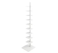 Libreria a 9 ripiani in metallo, torre verticale per libri per piccoli spazi, libreria angolare multiuso, libreria a scala alta e stretta, espositore per libri per casa e ufficio (bianco)