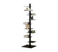 Libreria a colonna Stretta con Colonna vertebrale in Metallo, Libreria Verticale a 9 Ripiani angolare da terra,Torre per Libri con Dorso in Metallo per Libri, Espositore Angolare Multiuso per S black
