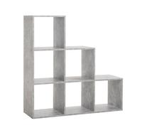 Libreria a Cubi a Scala Cemento Moderna Mensole Legno Divisorio Scaffali Ufficio