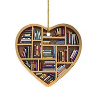 Libreria a forma di cuore per gli amanti del libro, decorazione per albero di Natale, decorazione per libri da bibliotecario, libri bibliotecario, libri bibliotecari, libri e bibliotecario (1 pz)