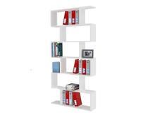 Libreria a Giorno Alta Mobile Moderno Bianco Lucido in Legno