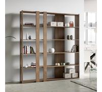 Libreria a parete Kato C 6 ripiani 2 fianchi 4 fasce lunghe Noce