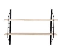 LIBRERIA A PARETE METALLO E LEGNO SCAFFALE BACHECA 2 RIPIANI MENSOLE REGOLABILI