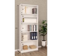 Libreria a Parete Muro Bianco Opaco Moderna Con 5 Ripiani STYLUS 80x28xH201 cm