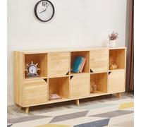 Libreria a più livelli con ripiano semi-aperto, gambe in legno massello, mensola angolare versatile e armadietto Curio, vetrina SS con anta - 175 cm
