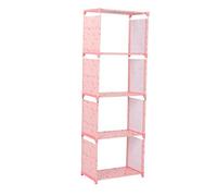 Libreria a più livelli da appoggio, scaffale portaoggetti con ripiani regolabili, libreria in tessuto di grande capacità per soggiorno, camera da letto e studio, moderno mobile (Ciliegia fortunata)