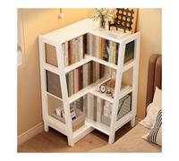 Libreria a ripiani a scala, Libreria con scaffale estensibile in legno, libreria con scala a 3 livelli, libreria ad angolo vintage, scaffale for piccoli spazi o angoli Ripiano portaoggetti(Bianco)