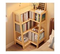 Libreria a ripiani a scala, Libreria con scaffale estensibile in legno, libreria con scala a 3 livelli, libreria ad angolo vintage, scaffale for piccoli spazi o angoli Ripiano portaoggetti(Natural)