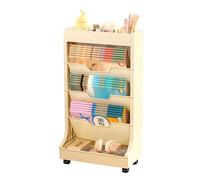 Libreria a rotelle su ruote, grande capacità mobile libreria trolley con stoccaggio, portariviste da pavimento per soggiorno, spazi stretti