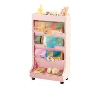 Libreria a rotelle su ruote, grande capacità mobile libreria trolley con stoccaggio, portariviste da pavimento per soggiorno, spazi stretti