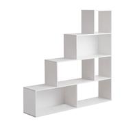 Libreria a scala 145x145x29 cm in legno bianco opaco