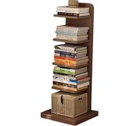 Libreria a scala in legno a 5 ripiani - libreria vintage stretta per camera da letto e soggiorno finitura noce elegante soluzione per la decorazione della casa e nization