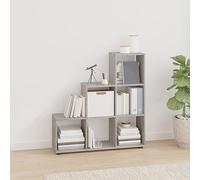 Libreria a Scala Moderna in Legno Multistrato Grigio Cemento 107 cm, Scaffale a Scala con 6 Ripiani per Libri, Oggetti da Collezione e Piante, Design Funzionale e Resistente all'Umidità